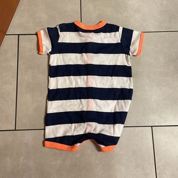 Carters boy navy blue and white striped onesie. - Picture 7 of 7